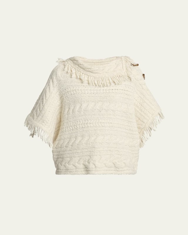 Blanche Fringe Cable-Knit Sweater